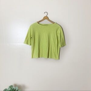 [Cut Loose] Chartreuse Green Cropped Short Sleeve Top